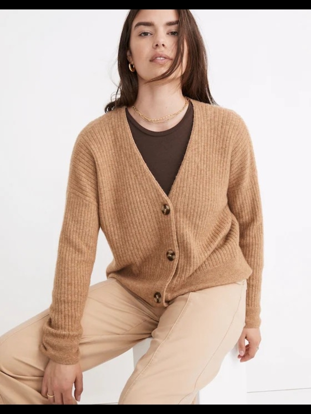 Madewell Cameron Ribbed Cardigan Knit Sweater Coziest Yarn Wool Alpaca Blend XS